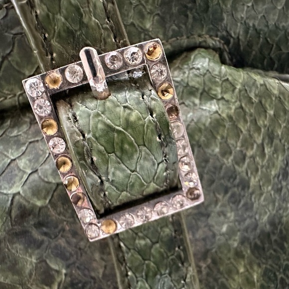 Jessica McClintock Vegan Crocodile Leather, VTG, Y2K. Green Boho. Whimsical goth - Picture 3 of 11